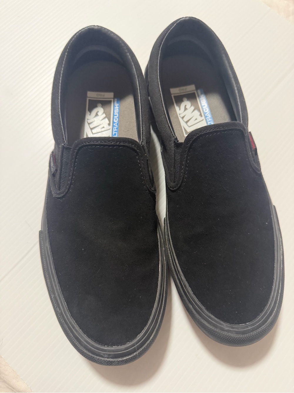 Vans Slip-On Pro Black Suede Skate Shoes Men 8 Women 9.5 UltraCush
